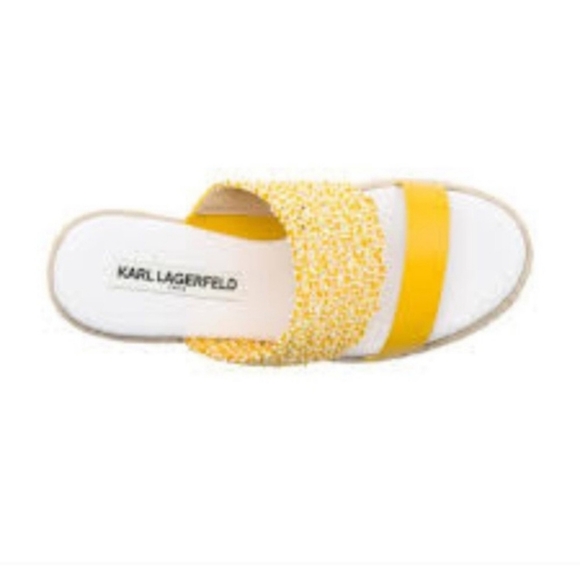 Karl Lagerfeld Yellow Celie Cut Out Sandals  Espadrille Wedge Comfortable Sz 8 - Picture 3 of 15